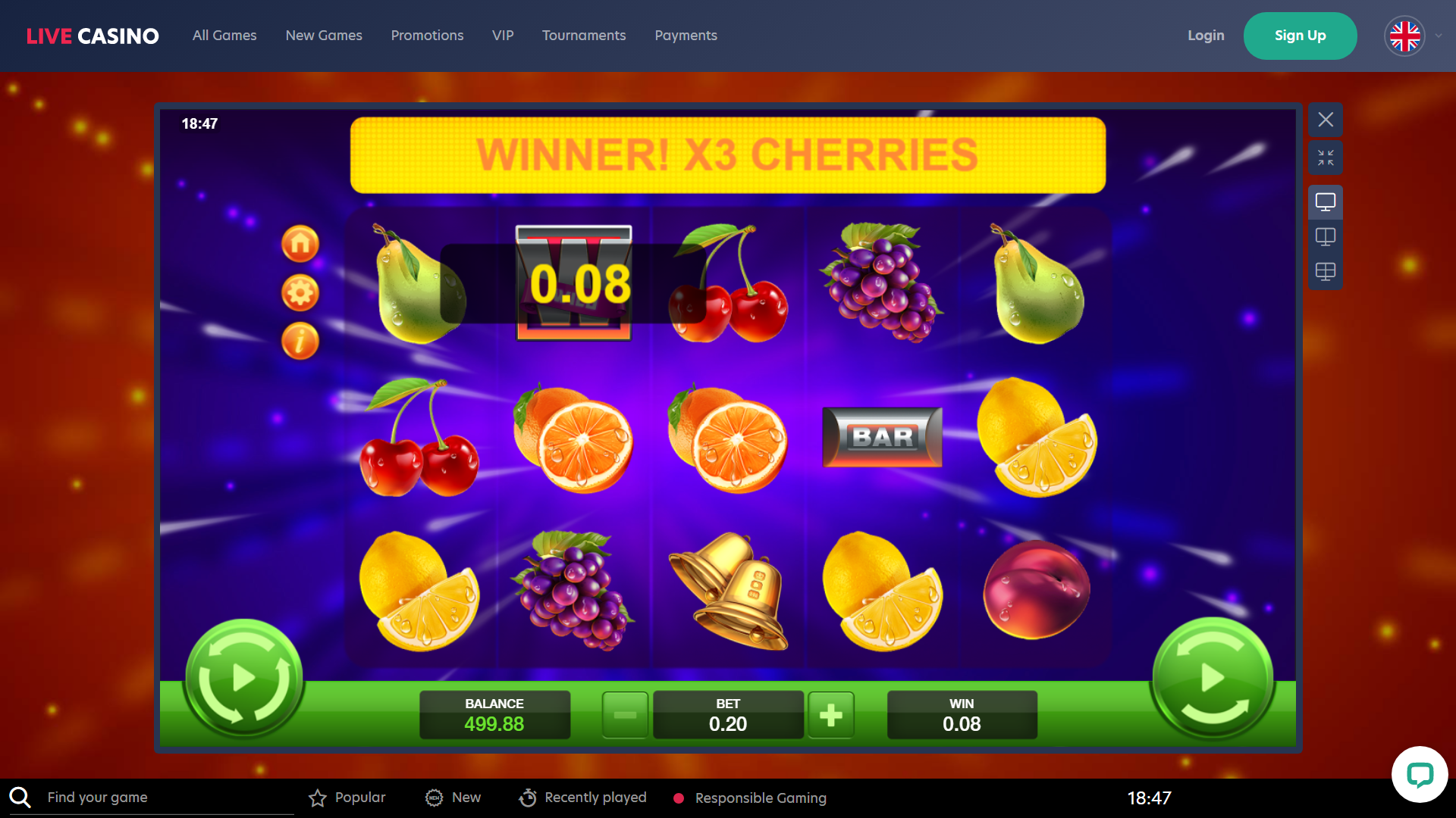 live casino online betting