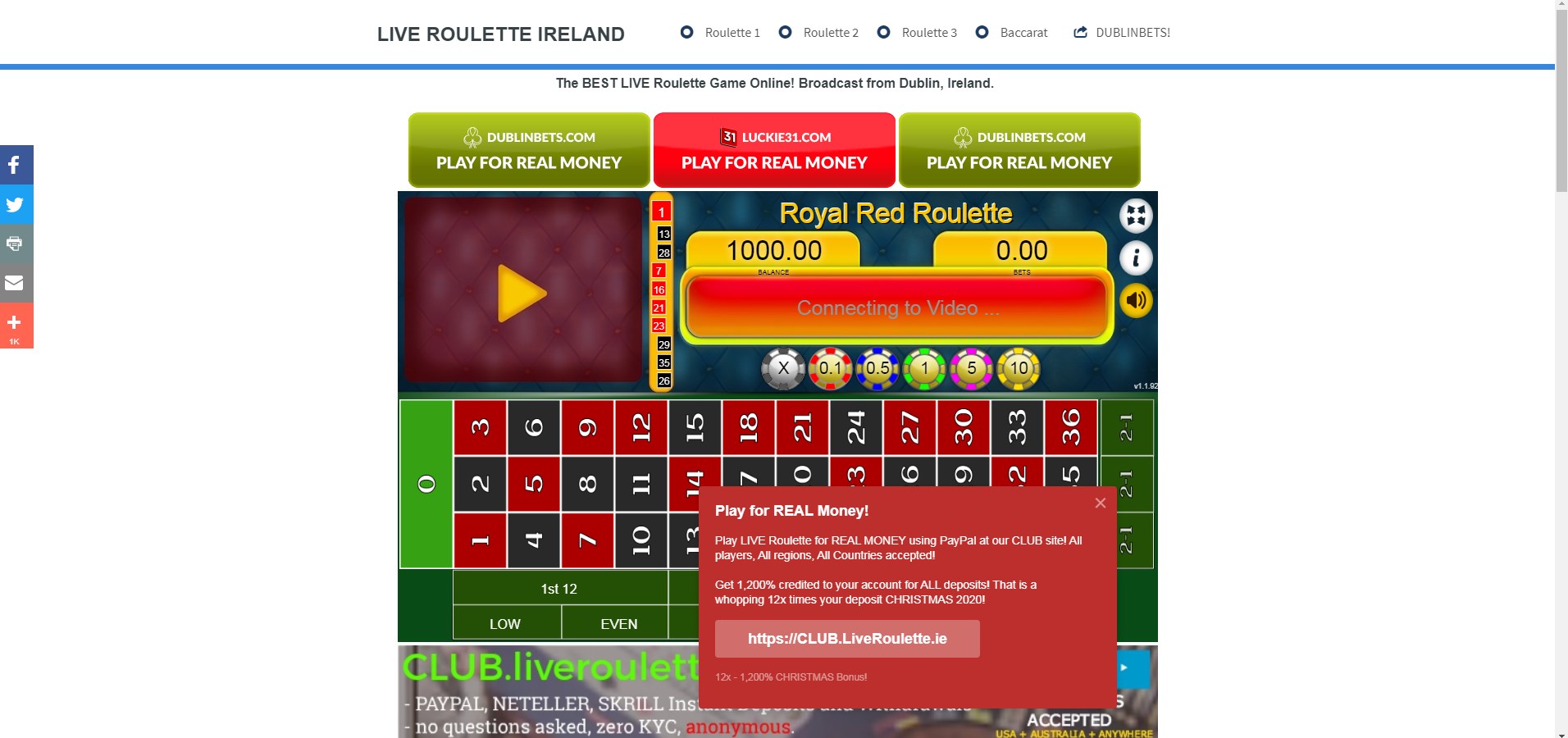 Live Roulette Casino Ireland Payment Methods