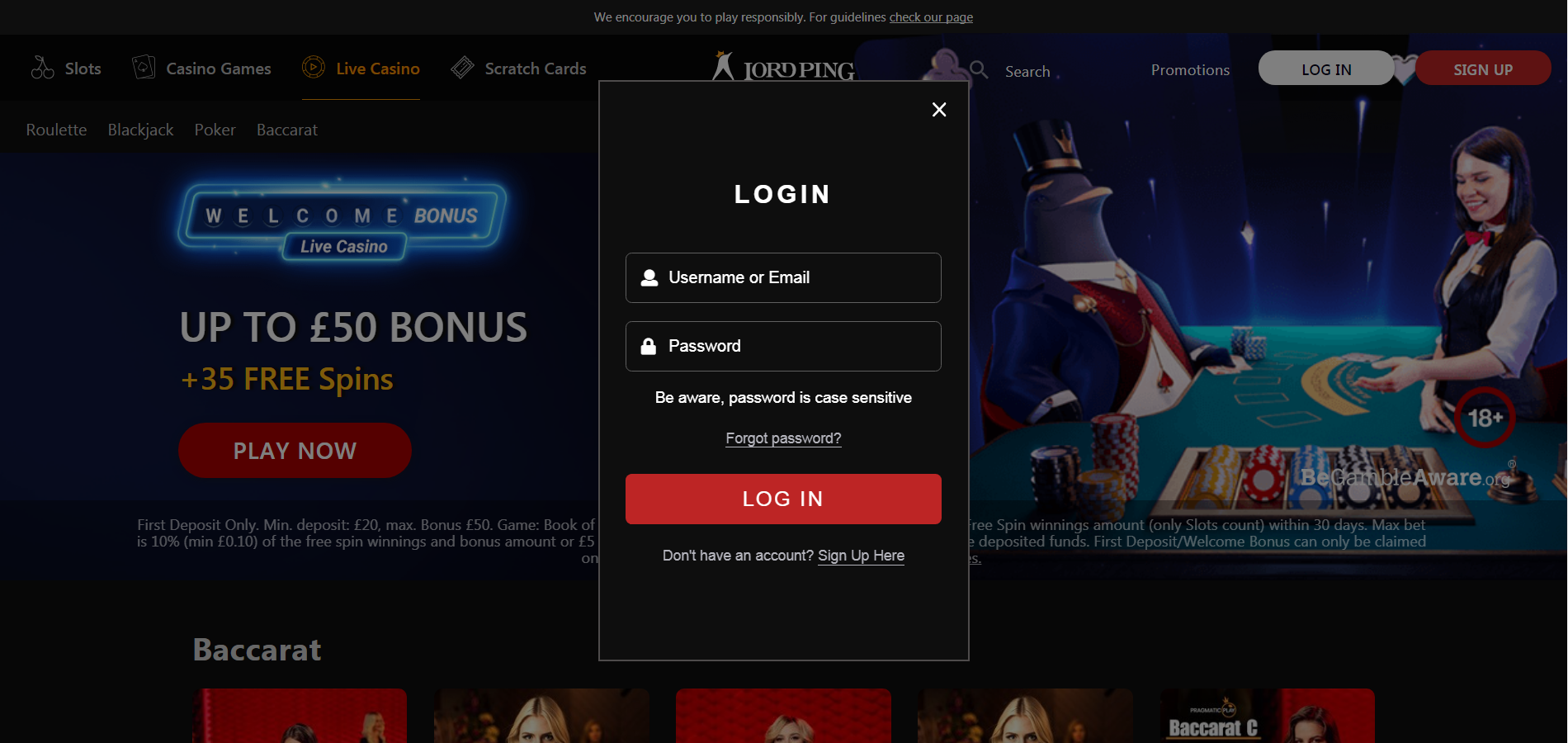 Lordping Casino Login