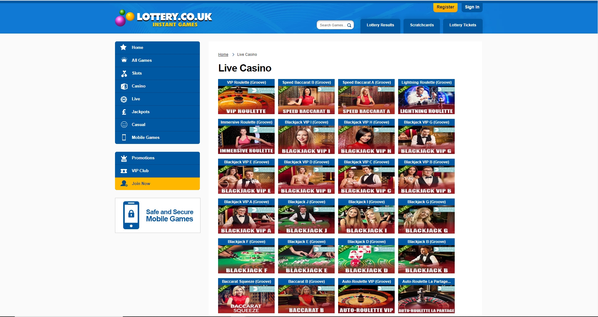 Lottery UK Casino Live Dealer Games