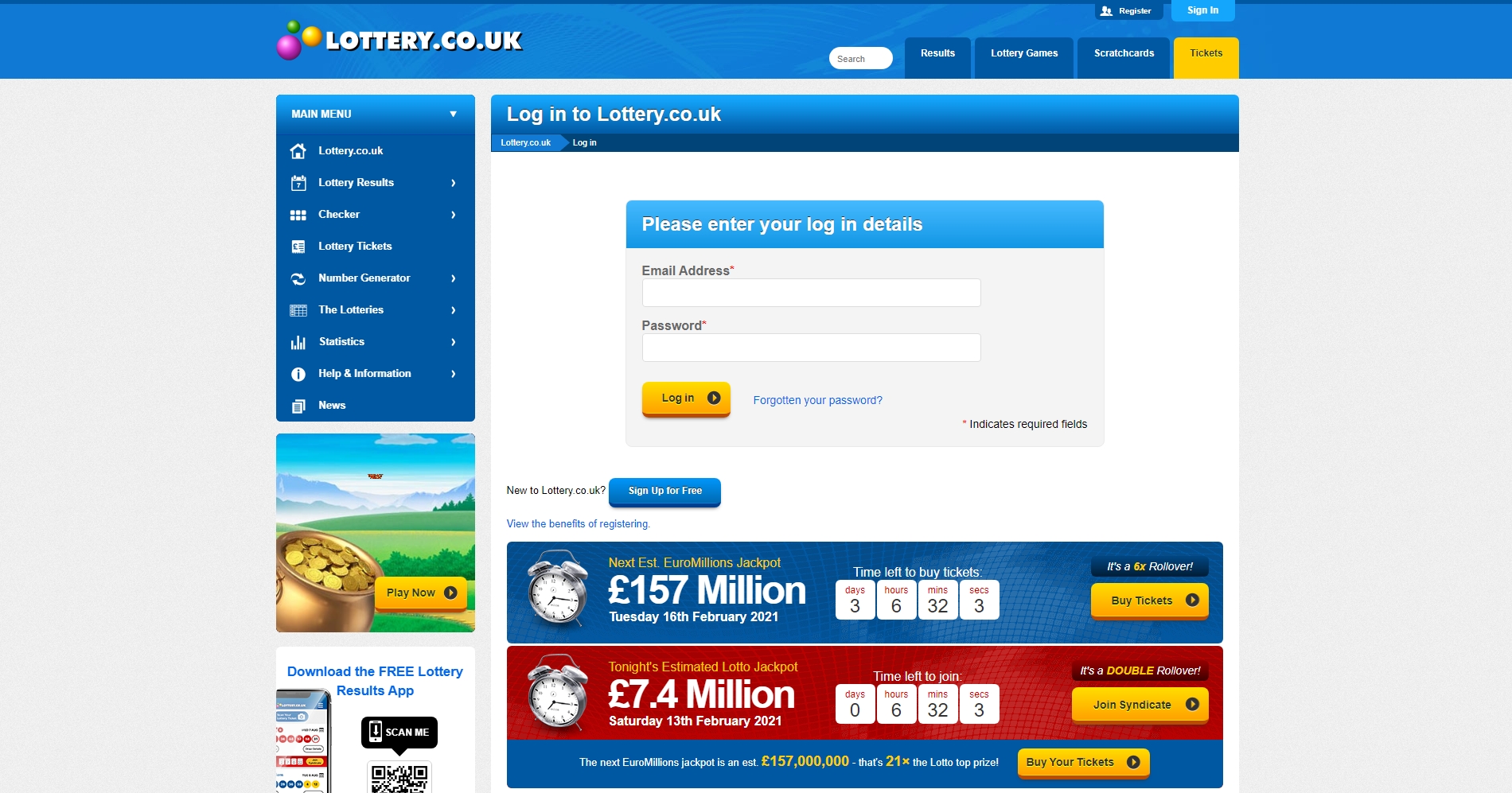 Lottery UK Casino Login