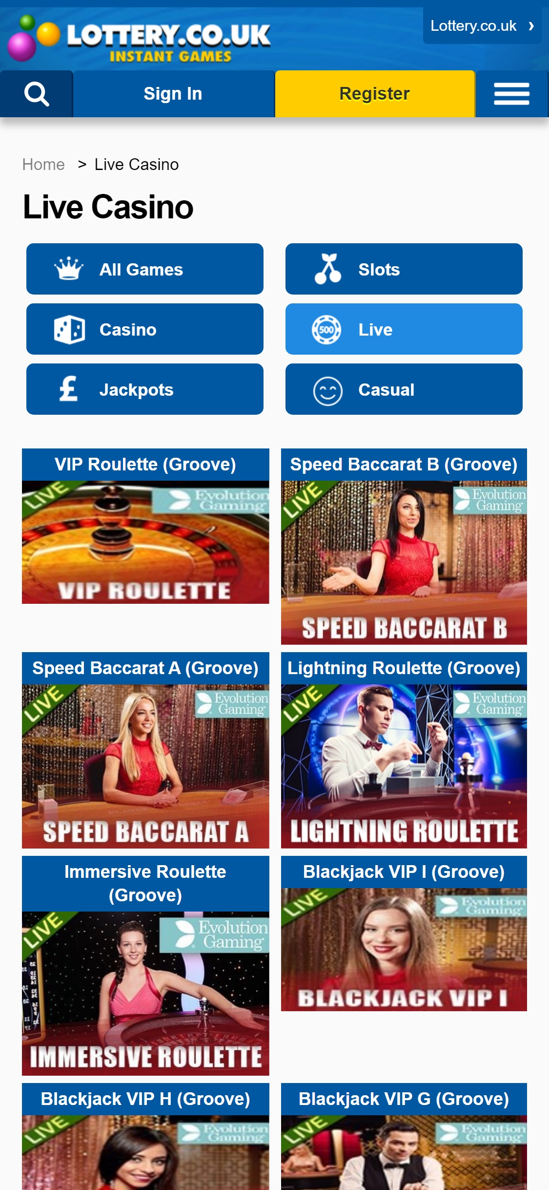Lottery UK Casino Mobile Live Dealer Games Review