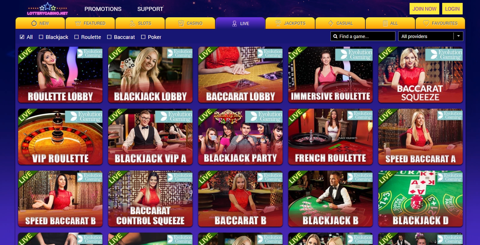 Lottery Casino Live Dealer Games