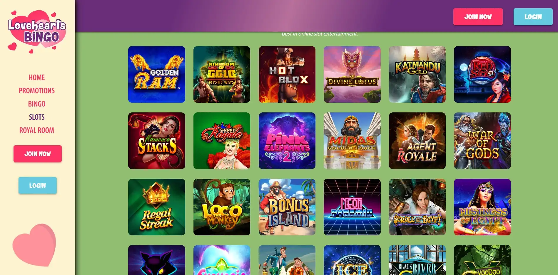 Love Hearts Bingo Casino Games
