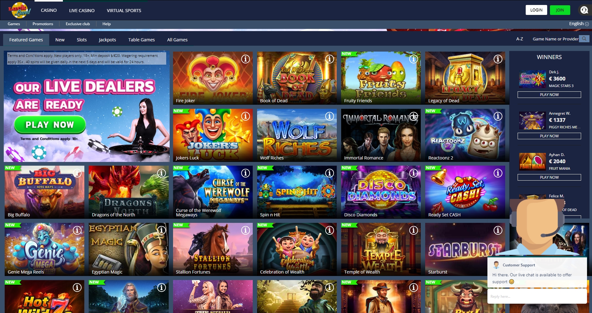 LuckLand Casino Games