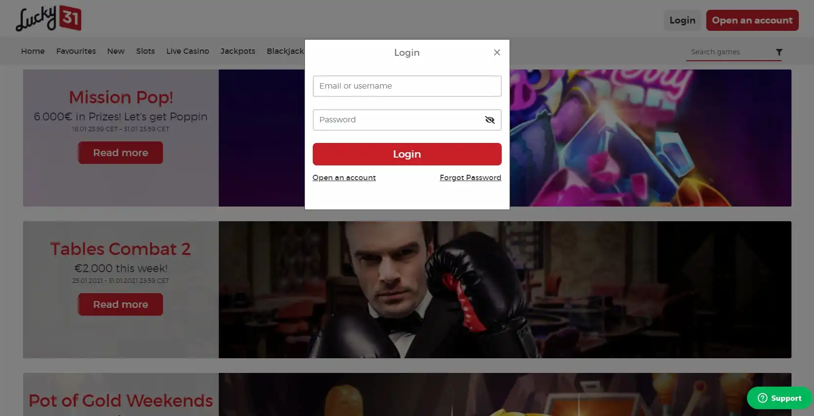 Lucky 31 Casino Login