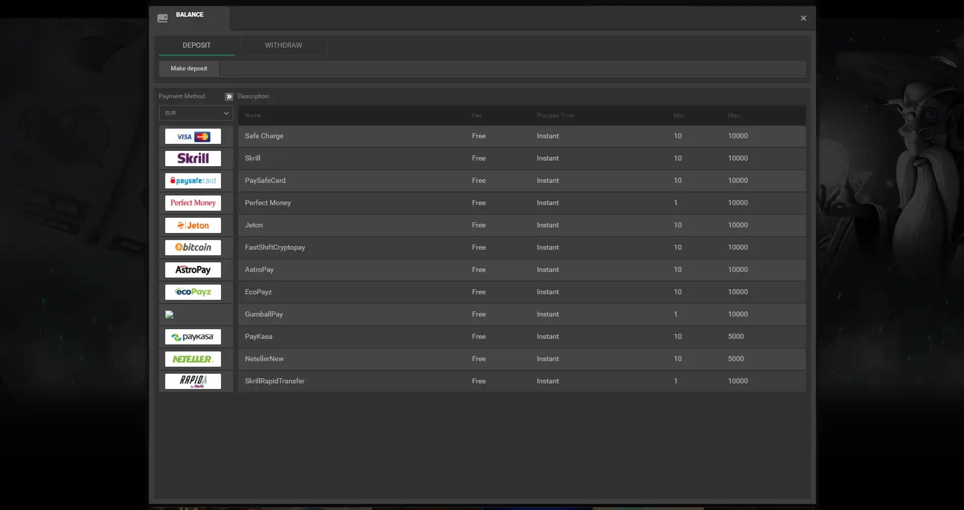 Lucky Bet Payment Methods