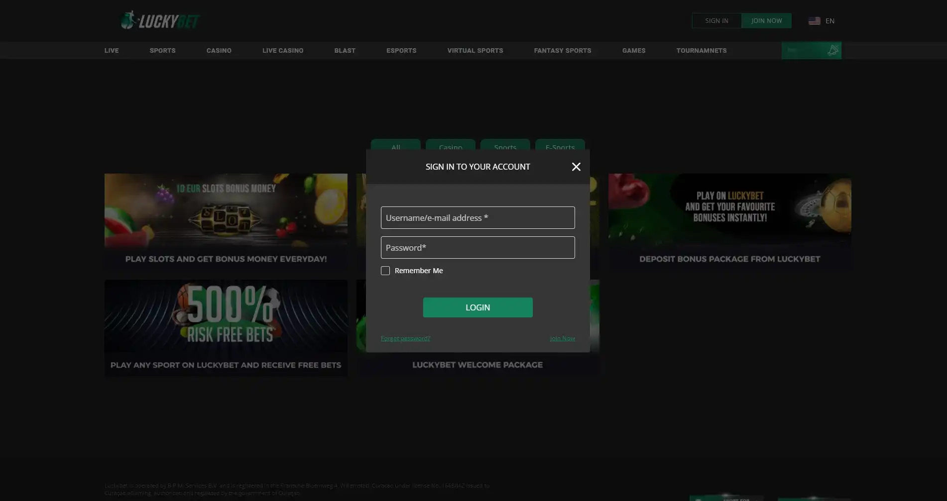 Lucky Bet Login