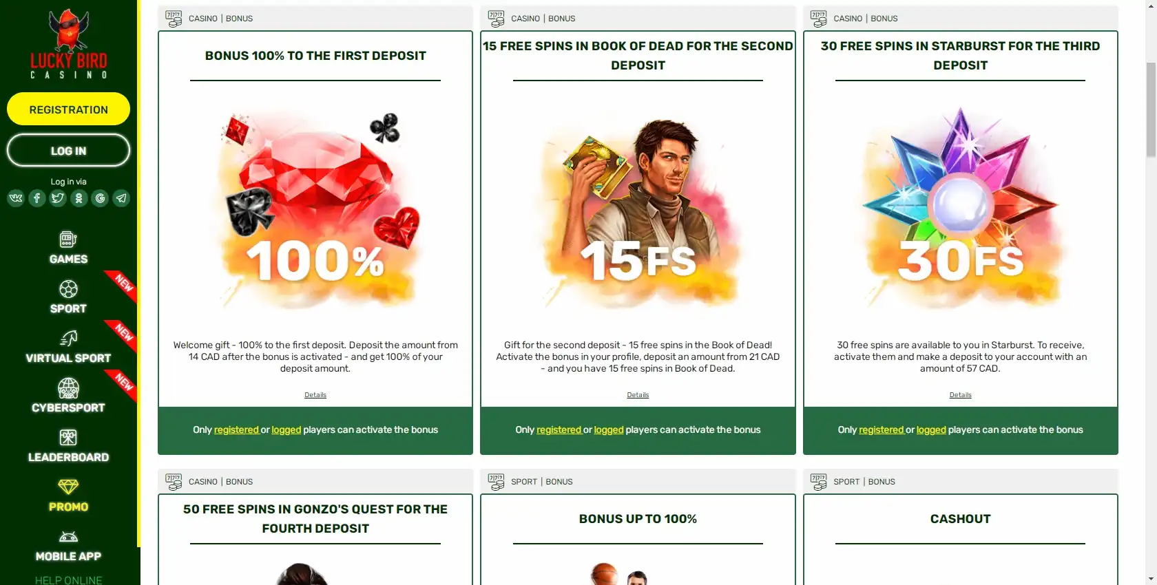 Lucky Bird Casino No Deposit Bonus