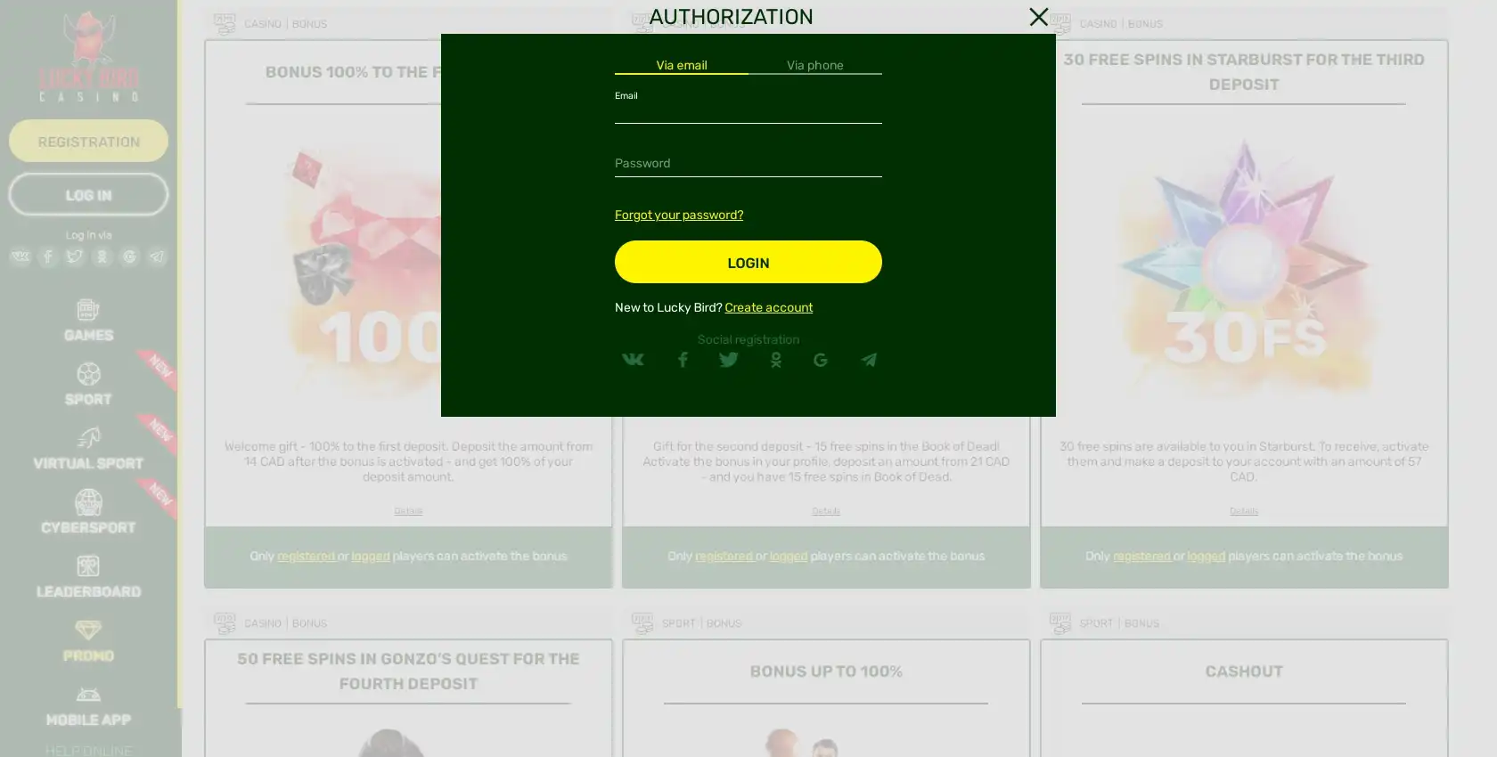 Lucky Bird Casino Login