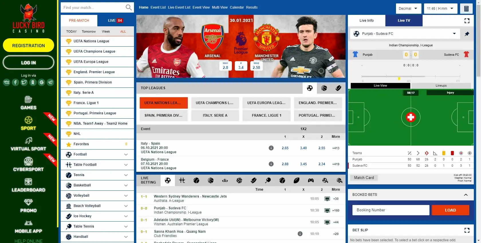Lucky Bird Casino Betting