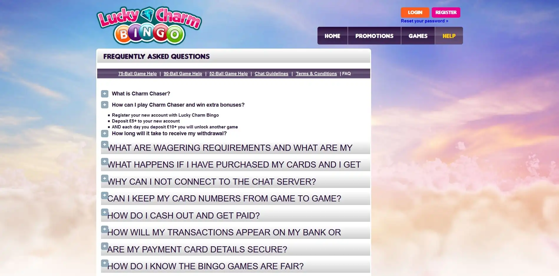 Lucky Charm Bingo Casino Support