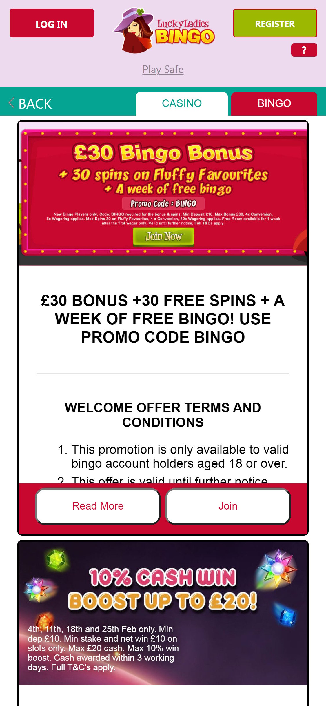 Lucky Ladies Bingo Casino Mobile No Deposit Bonus Review