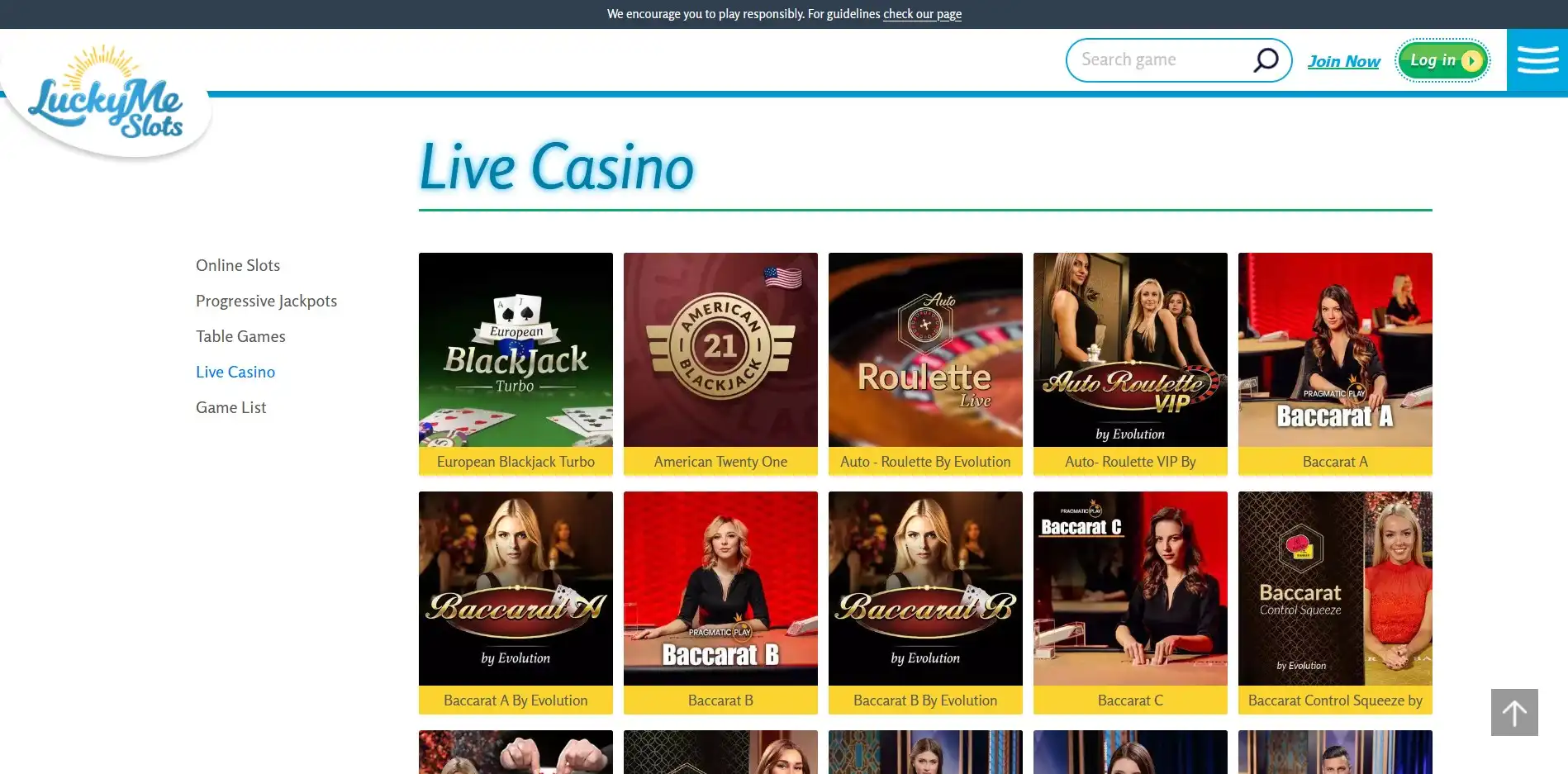 LuckyMe Slots Live Dealer Games