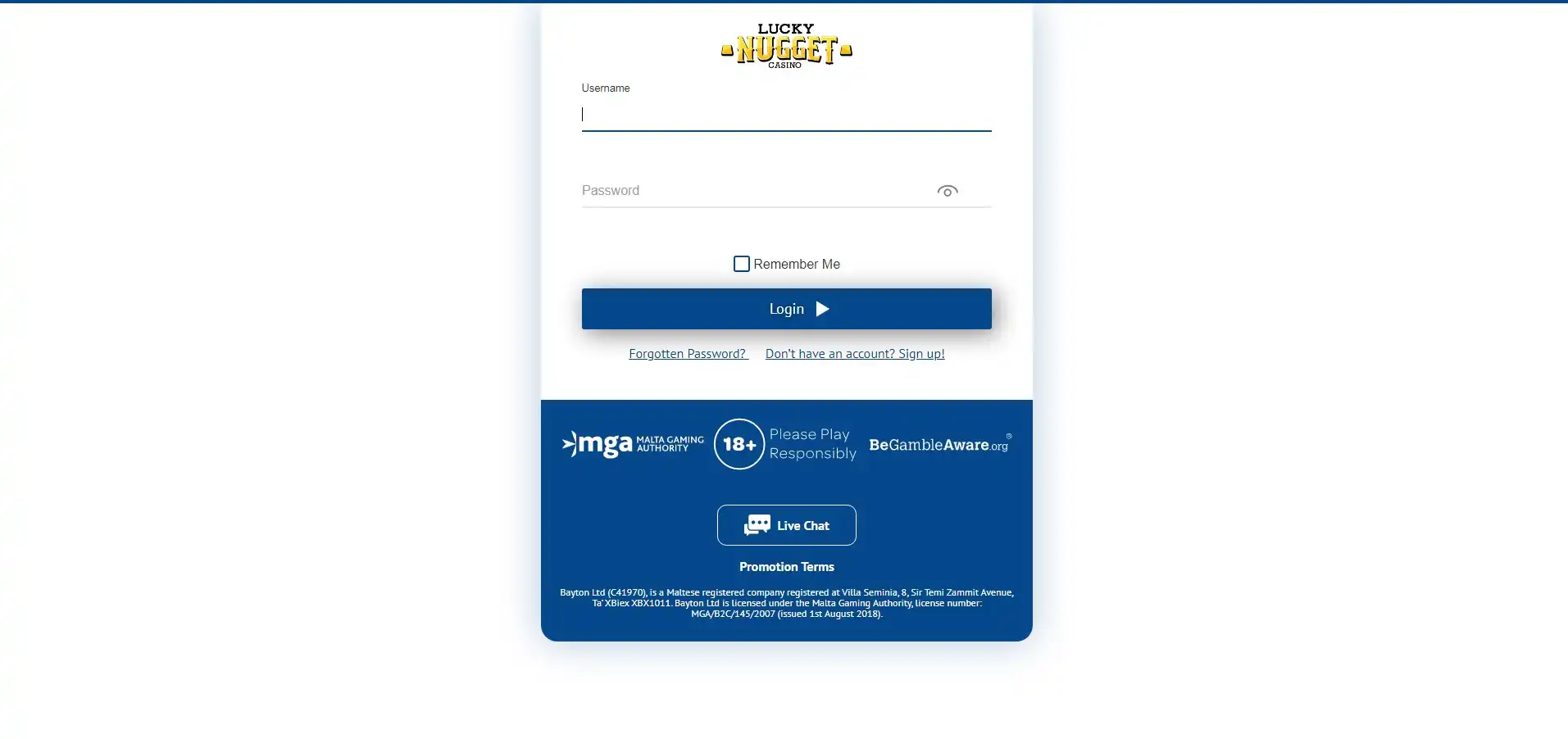 Lucky Nugget Casino Login