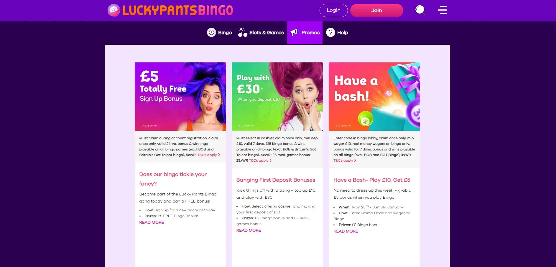 LuckyPantsBingo Casino No Deposit Bonus