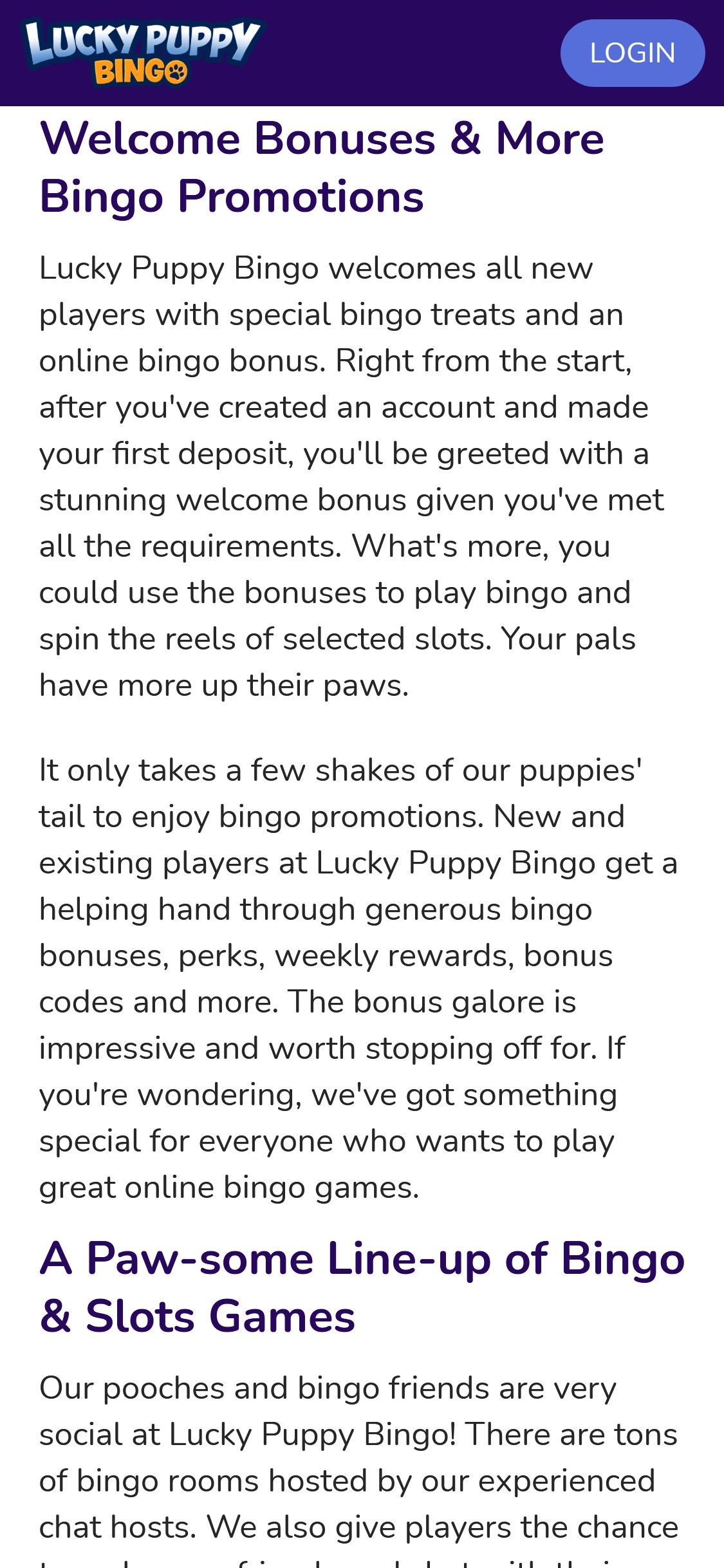 Lucky Puppy Bingo Mobile No Deposit Bonus Review
