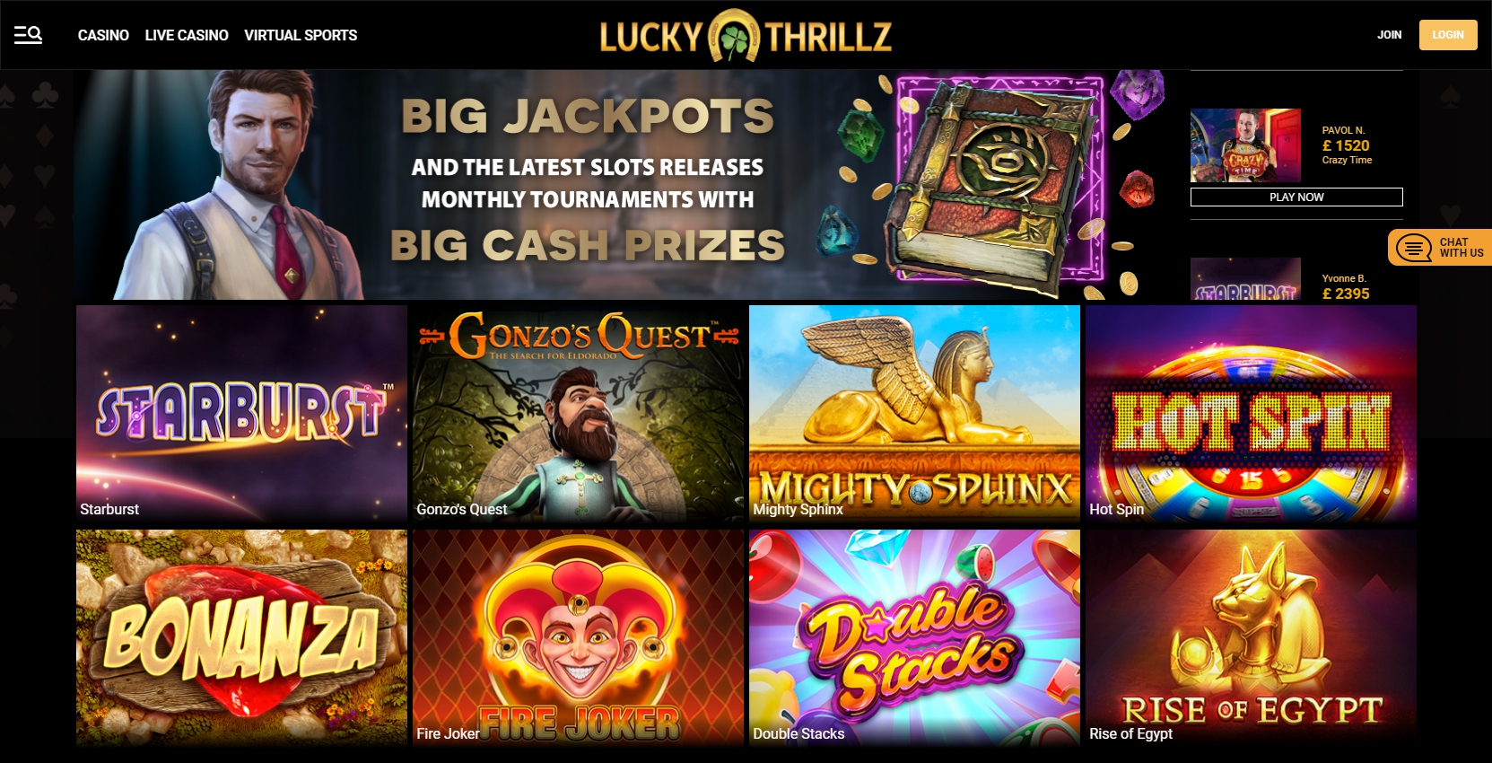 Lucky Thrillz Casino Live Dealer Games