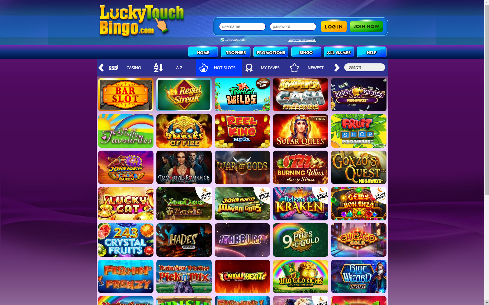 Lucky Touch Bingo Casino Games