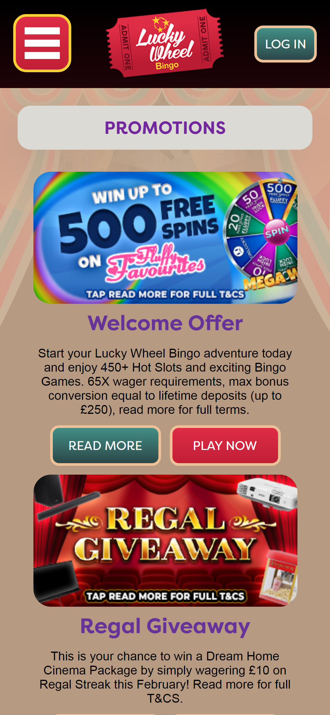 Lucky Wheel Bingo Casino Mobile No Deposit Bonus Review
