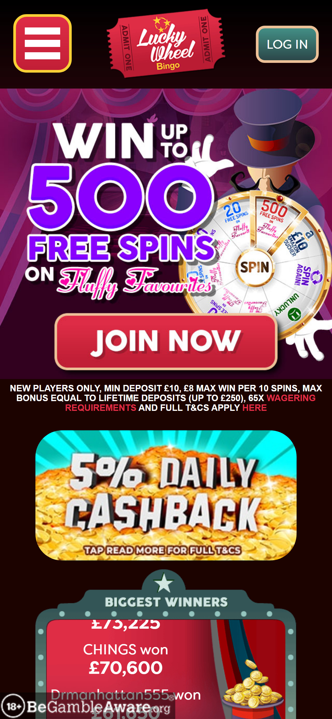Lucky Wheel Bingo Casino Mobile Login Review