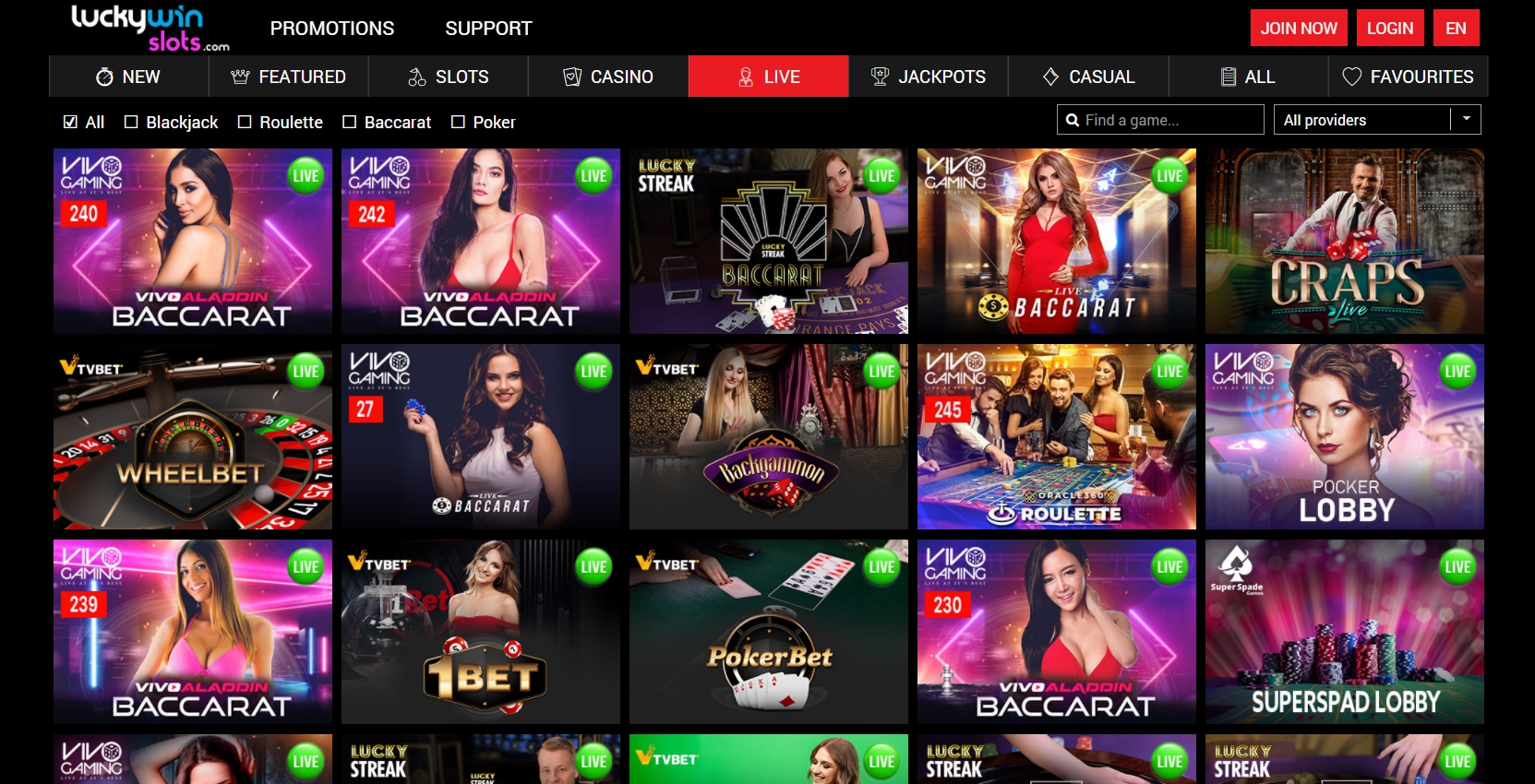 Lucky Win Slots Casino Live Dealer Games