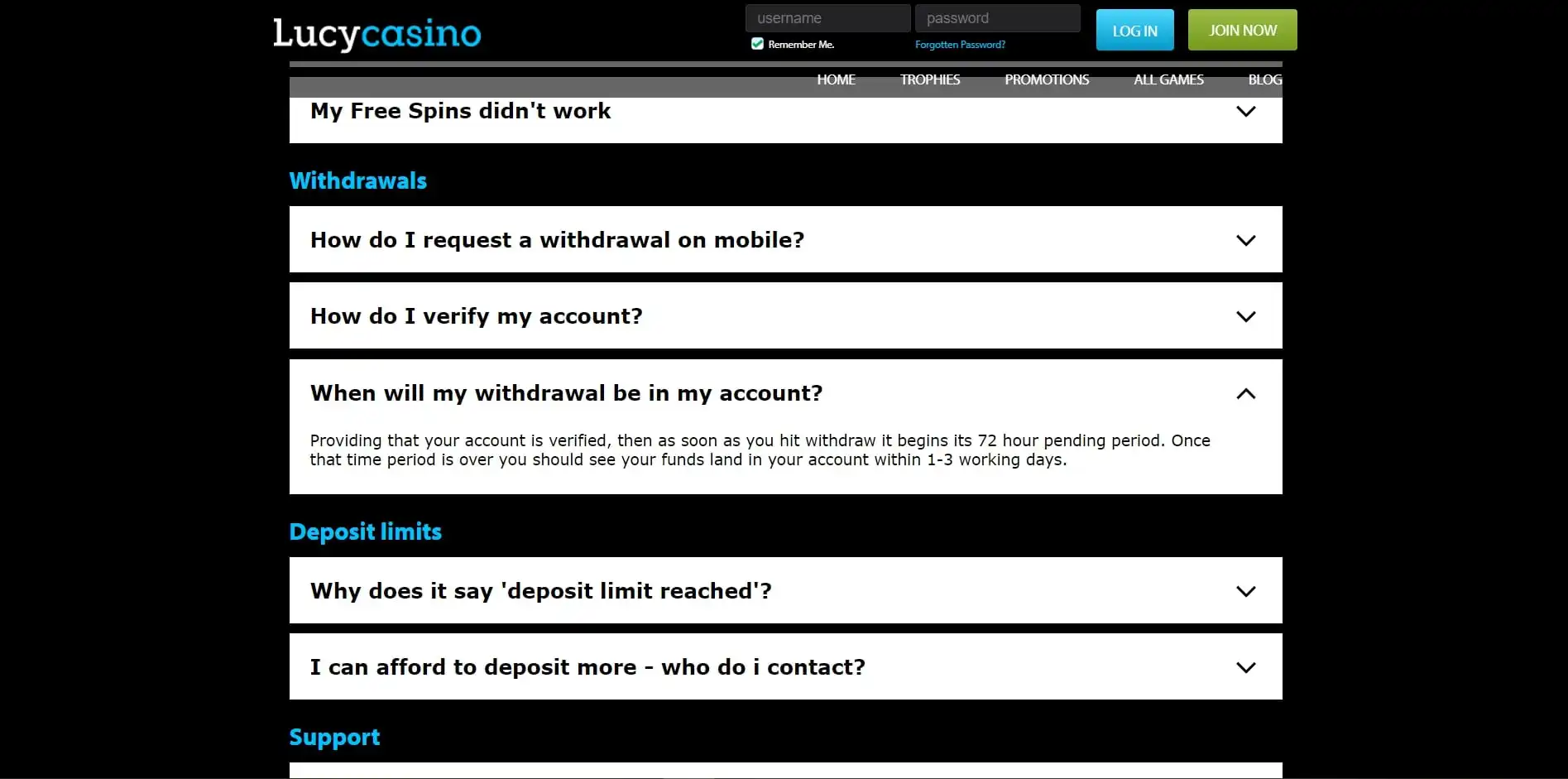 Lucy Casino Payment Methods
