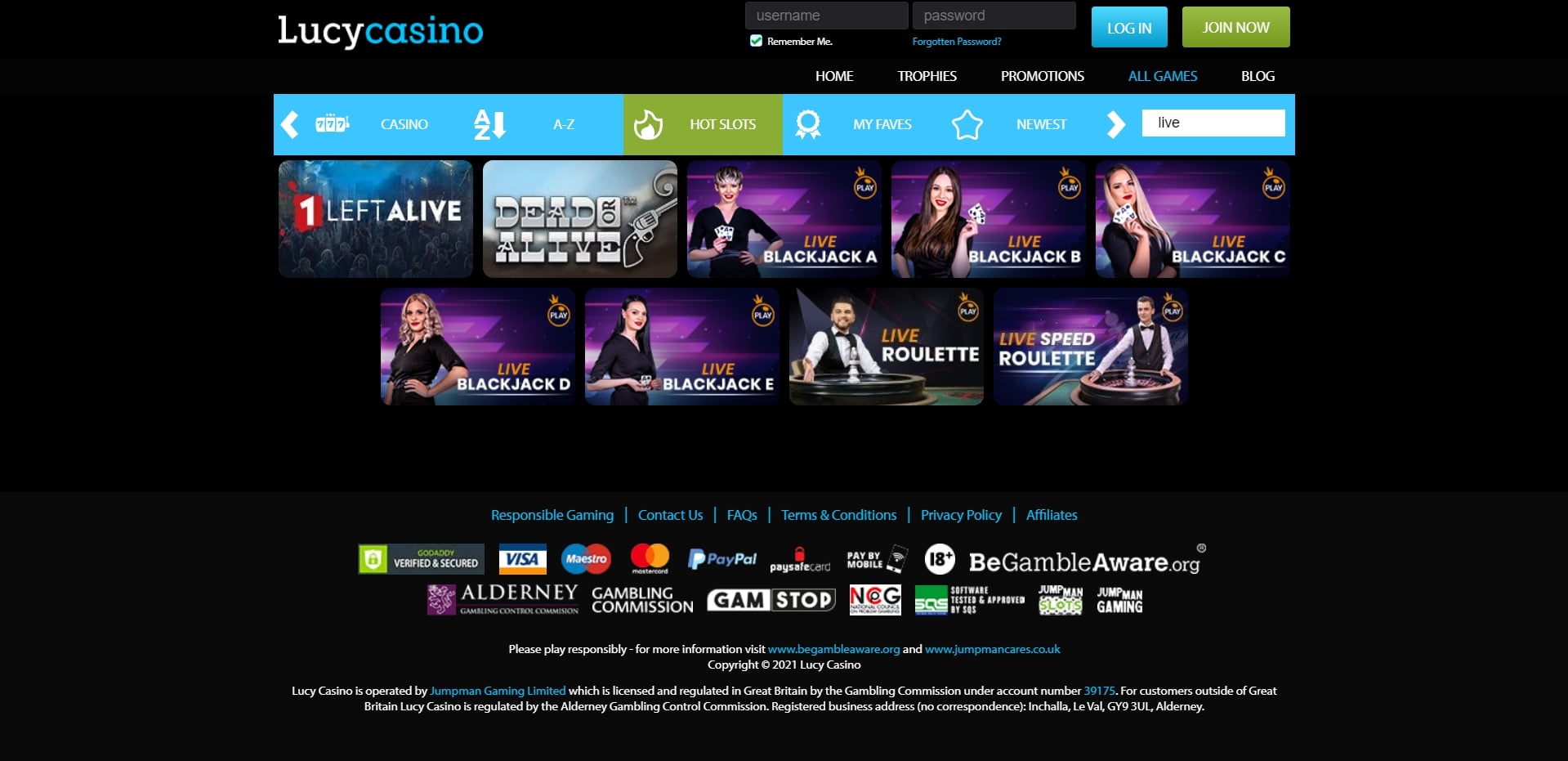 Lucy Casino Live Dealer Games