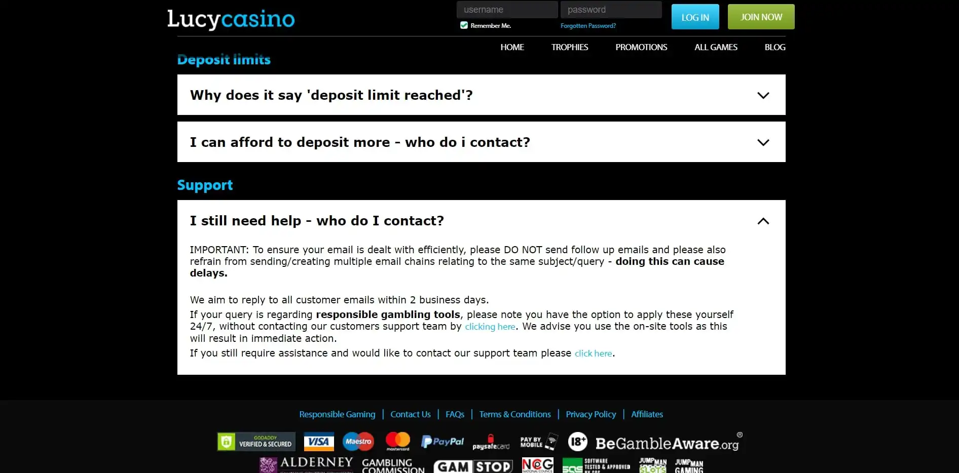 Lucy Casino Support