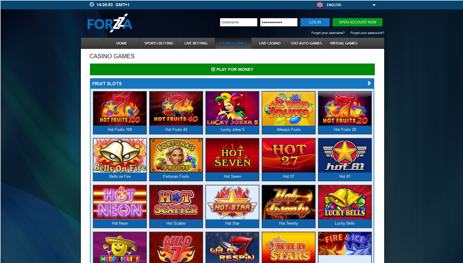 Forzza Casino Mobile Games