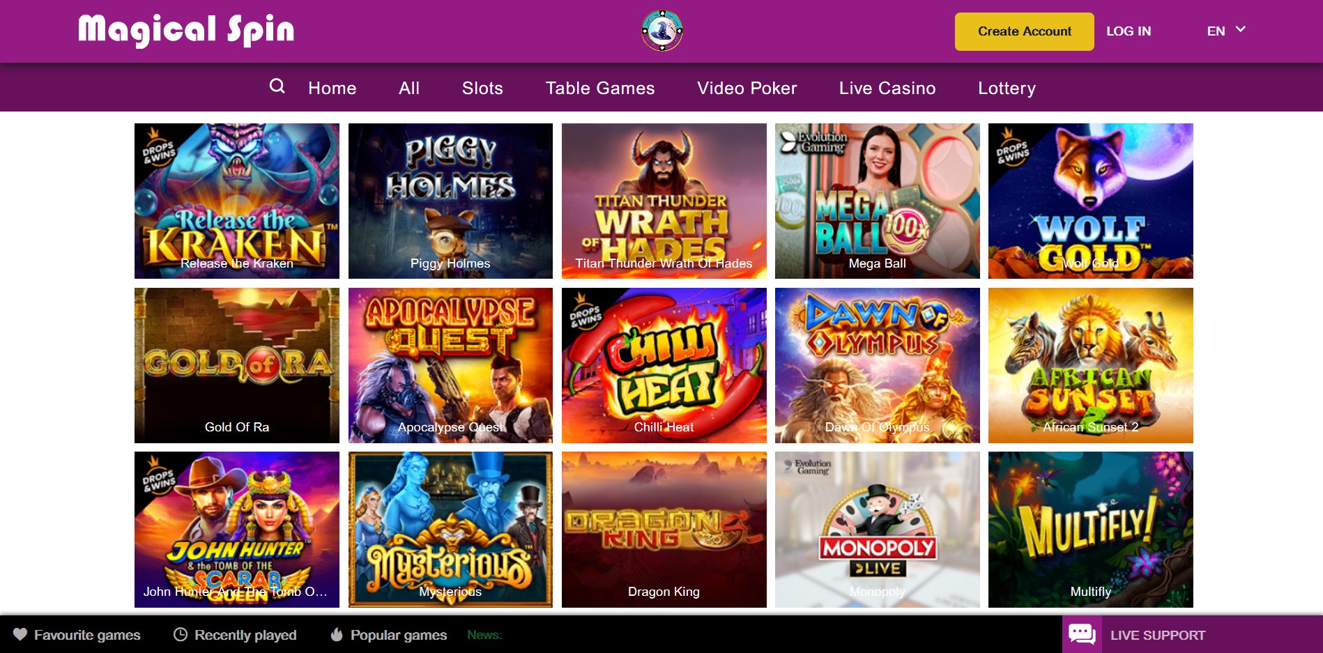 Magical Spin Casino Games