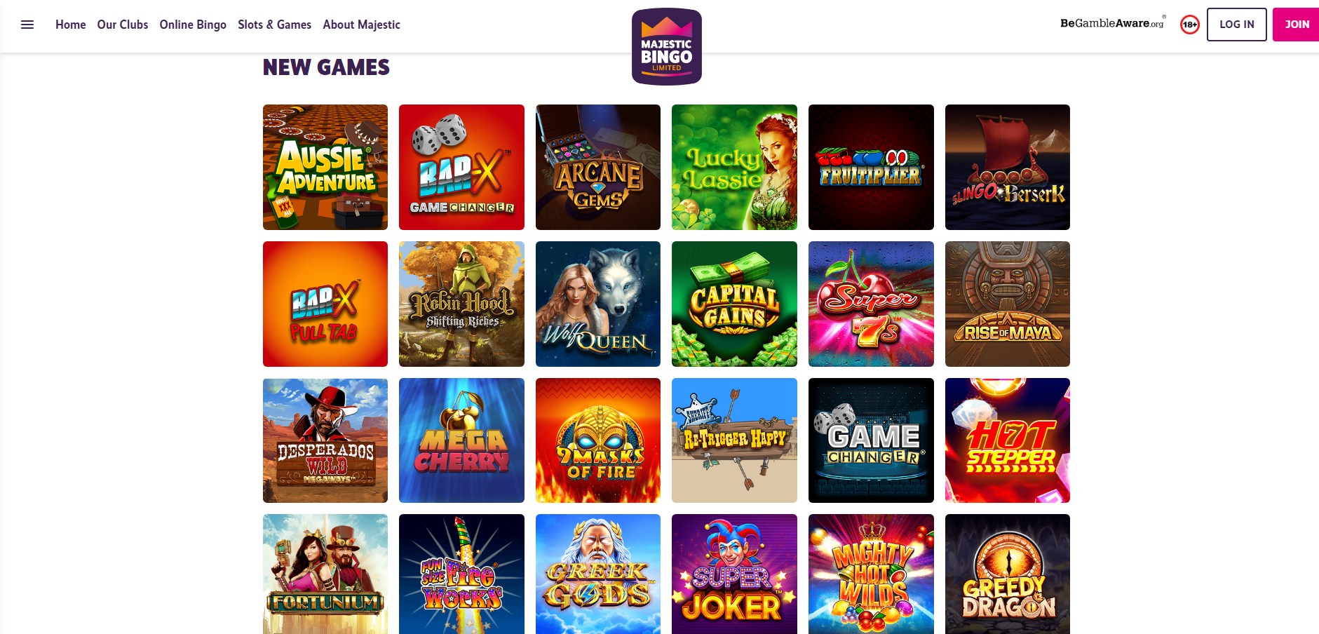 Majestic Bingo Casino Games