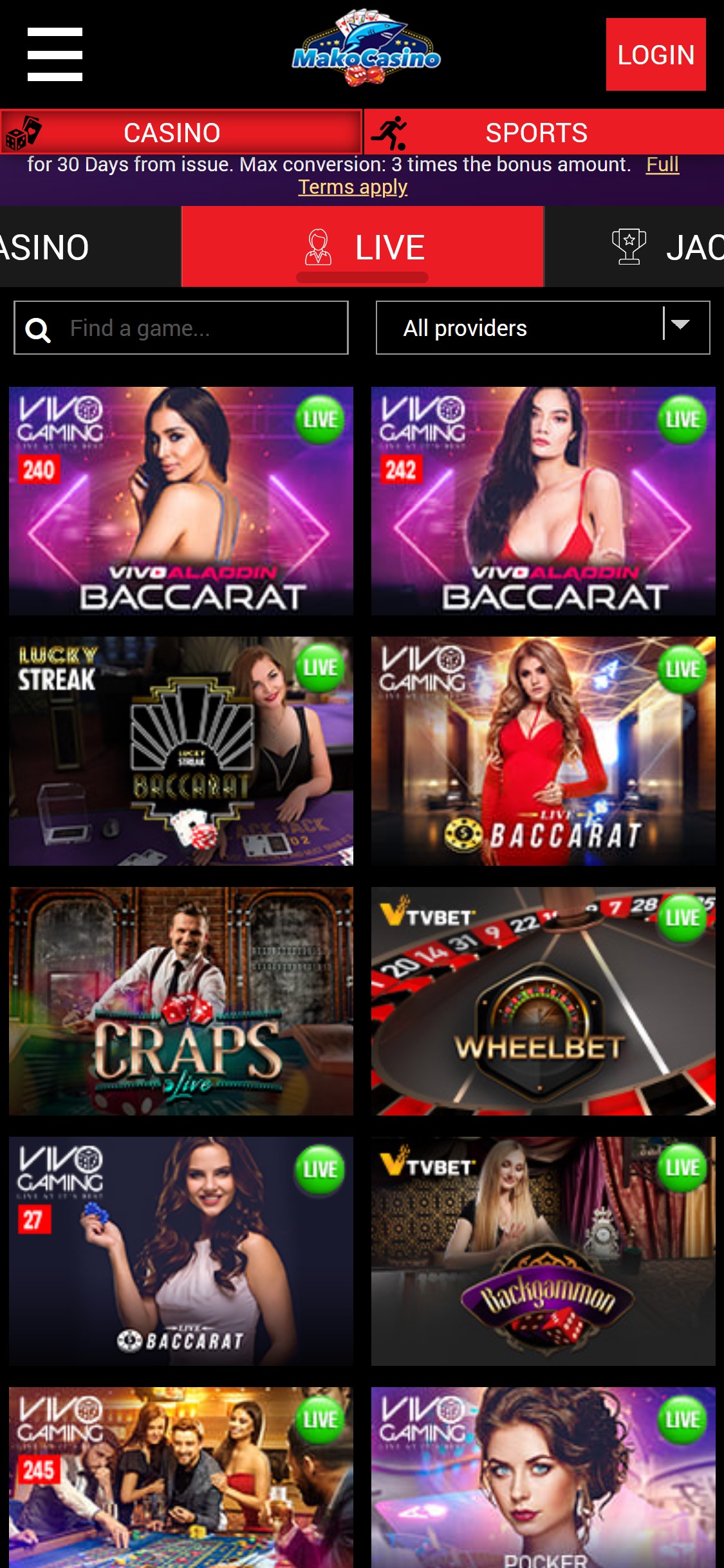 Mako Casino Mobile Live Dealer Games Review