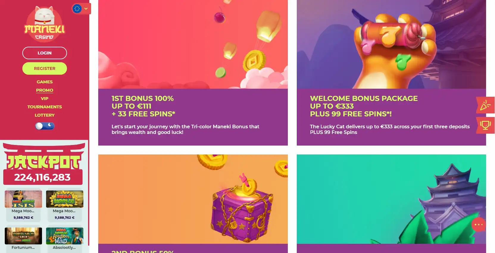 Maneki Casino No Deposit Bonus