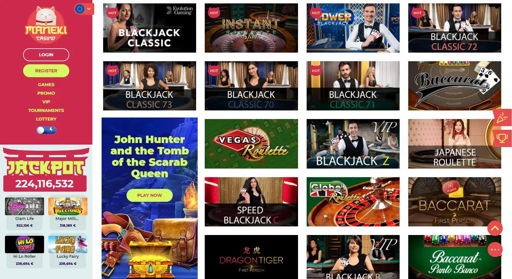 Maneki Casino Live Dealer Games