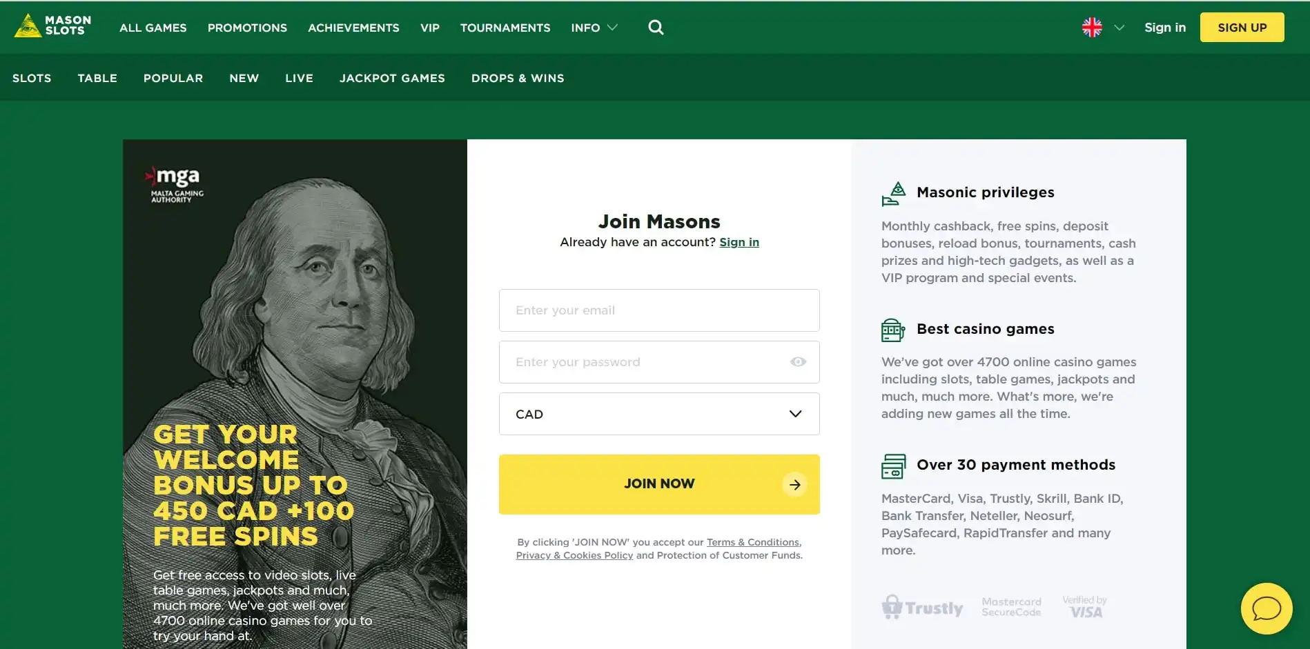 Mason Slots Casino Review
