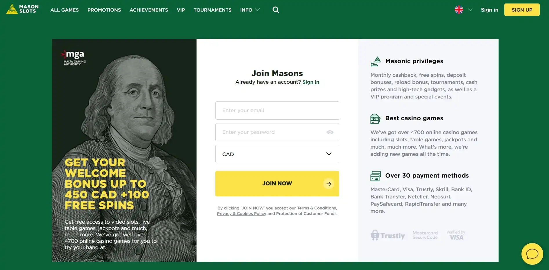 Mason Slots Casino Login
