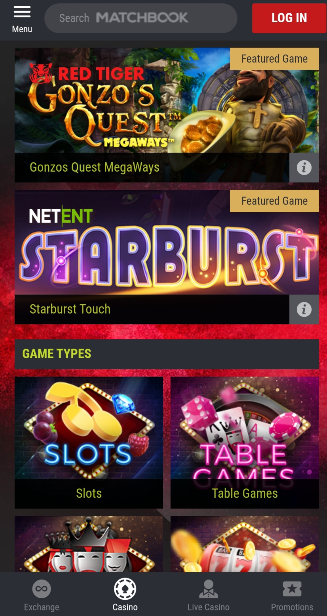 Matchbook Casino Mobile Games Review