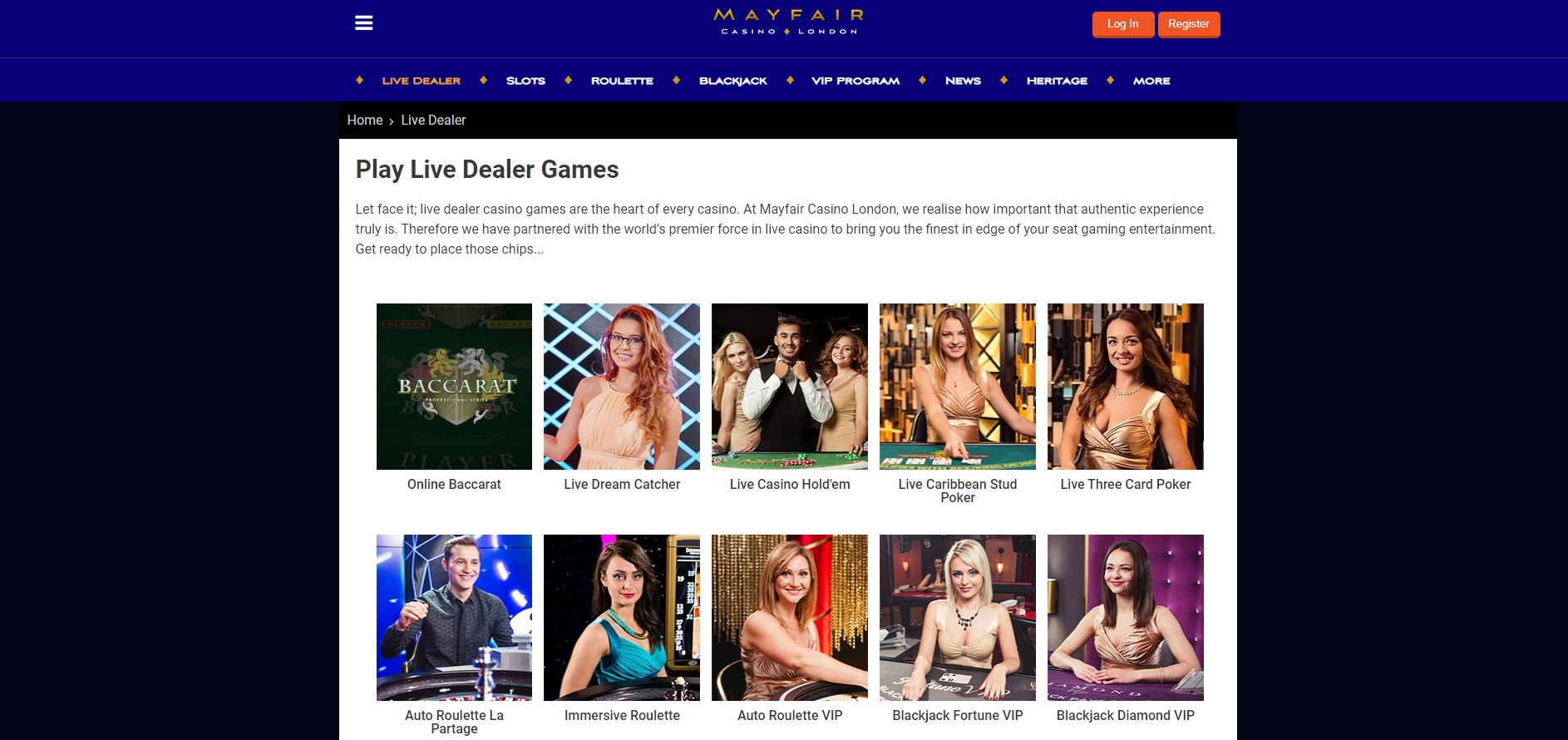 Mayfair Casino London Live Dealer Games