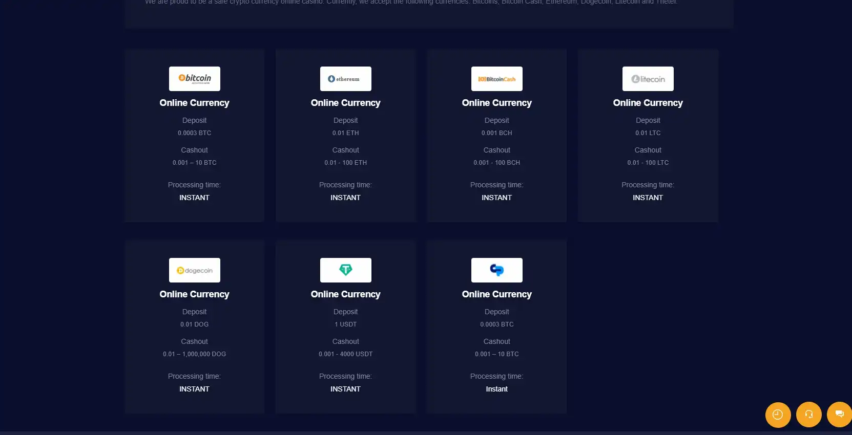 mBit Casino Payment Methods