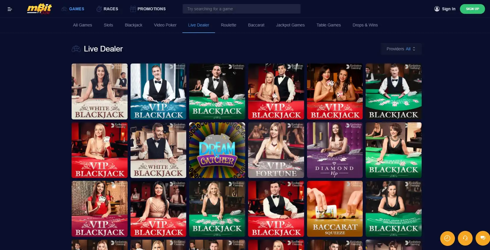 mBit Casino Live Dealer Games