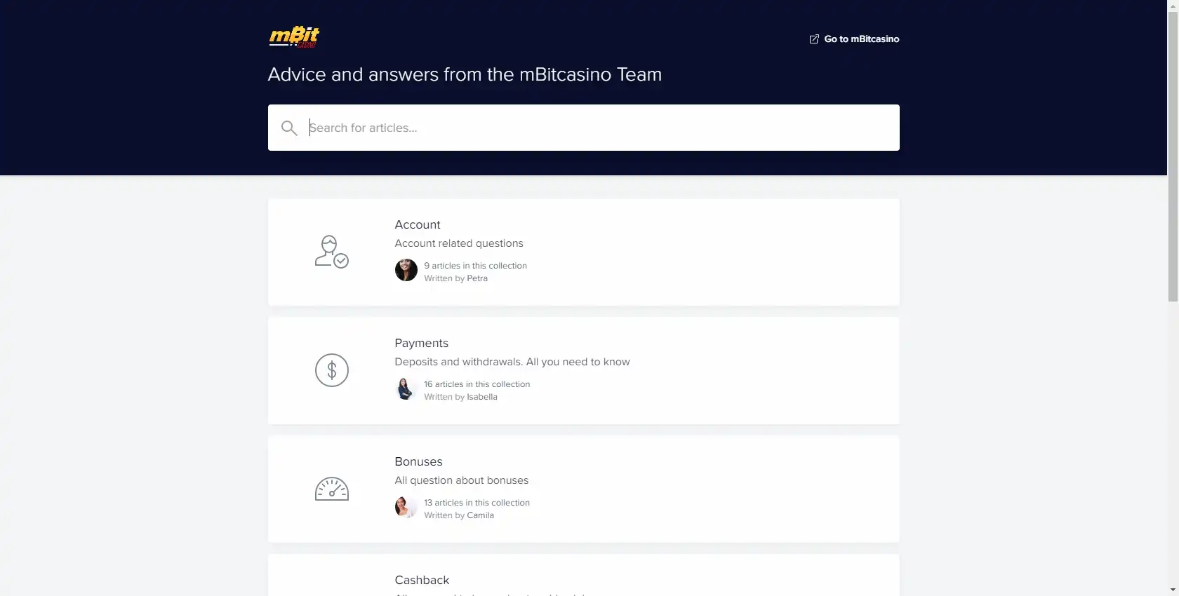 mBit Casino Support
