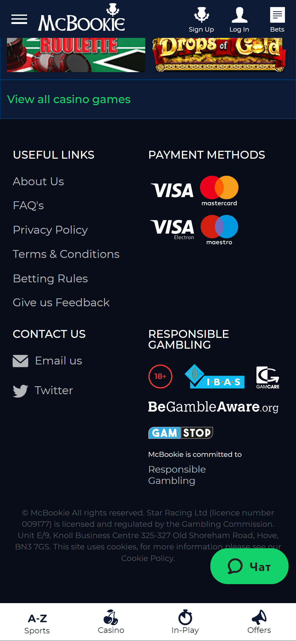McBookie Casino Mobile Payment Methods Review