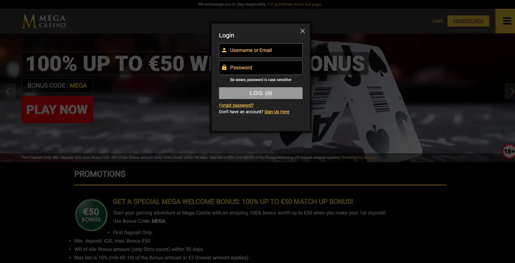 Mega Casino Login