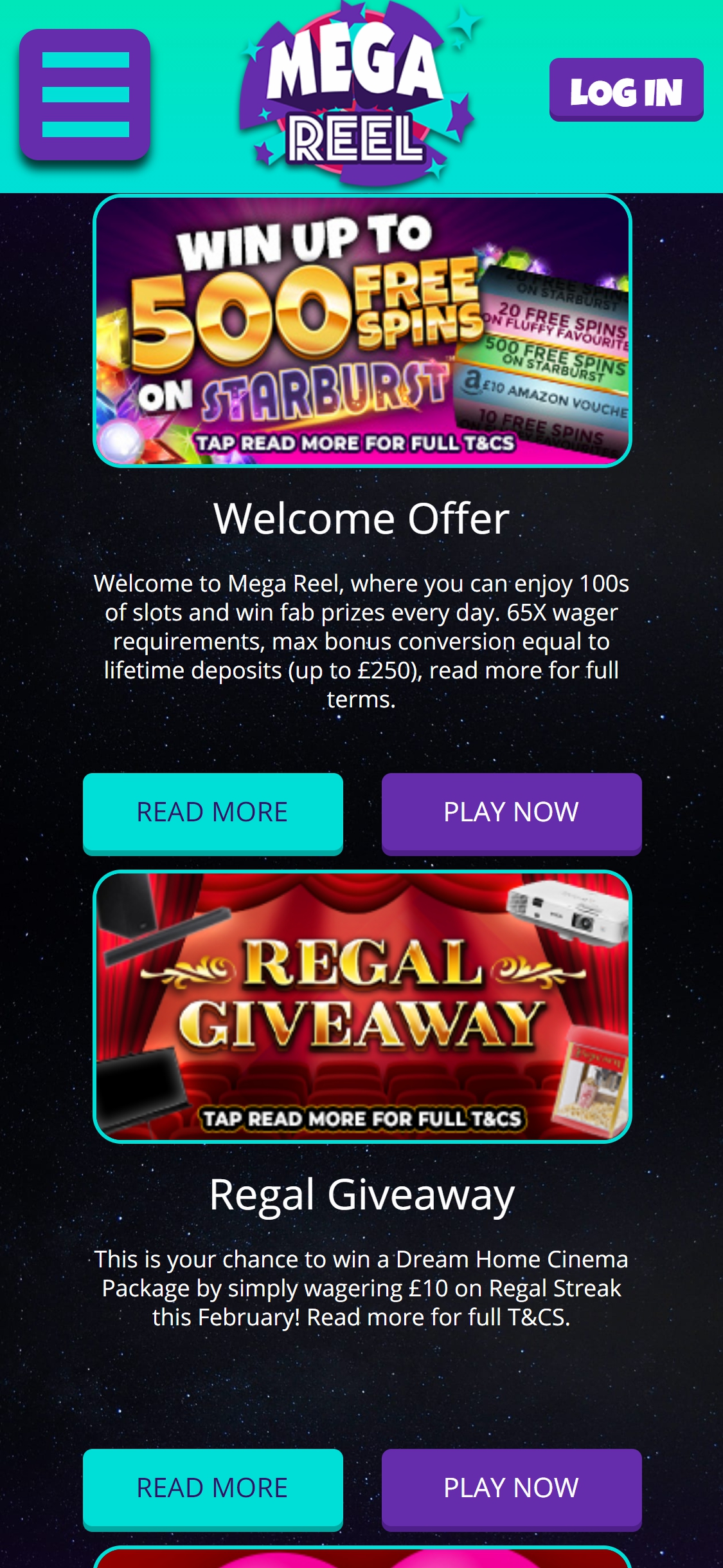 mega reel no deposit