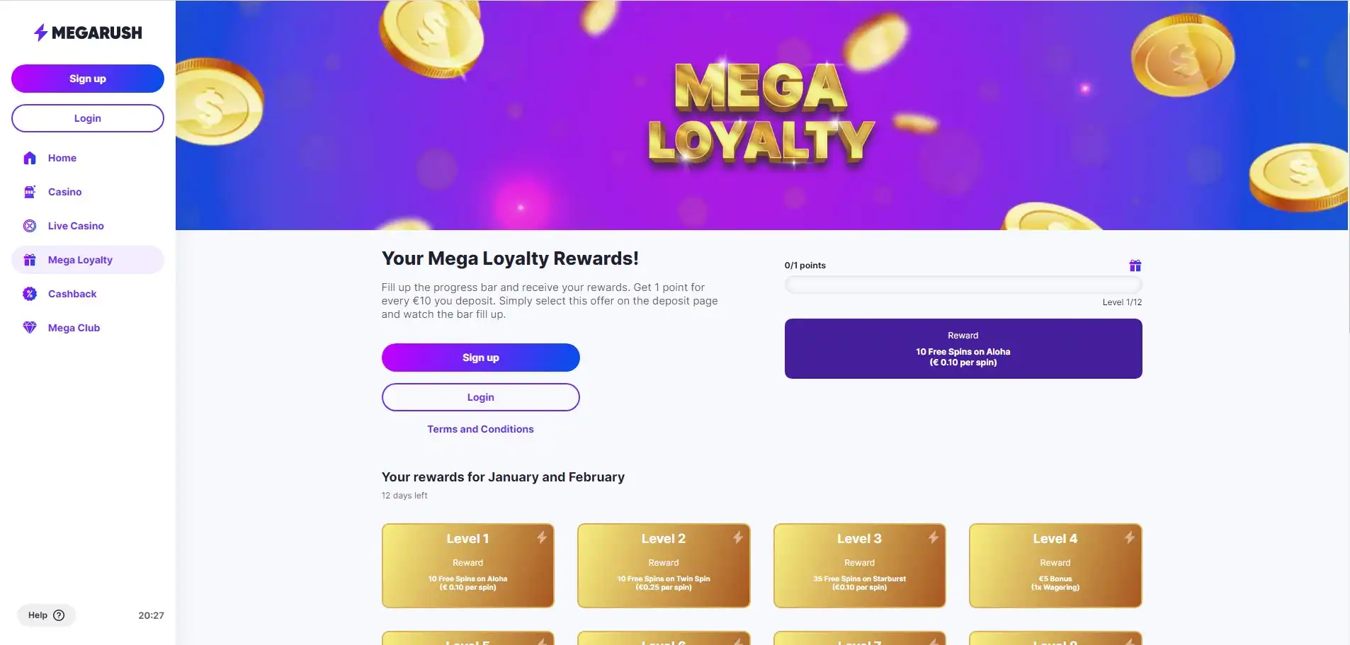 Megarush No Deposit Bonus