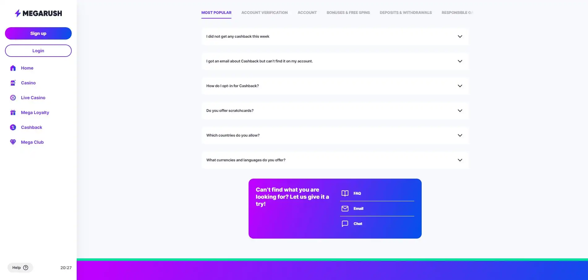 Megarush Support