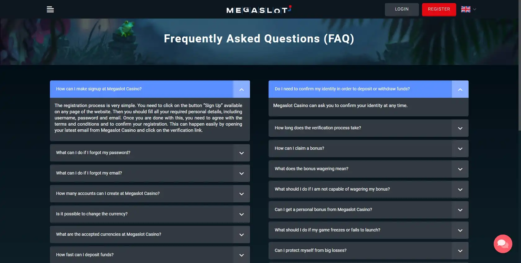 Megaslot Casino Support