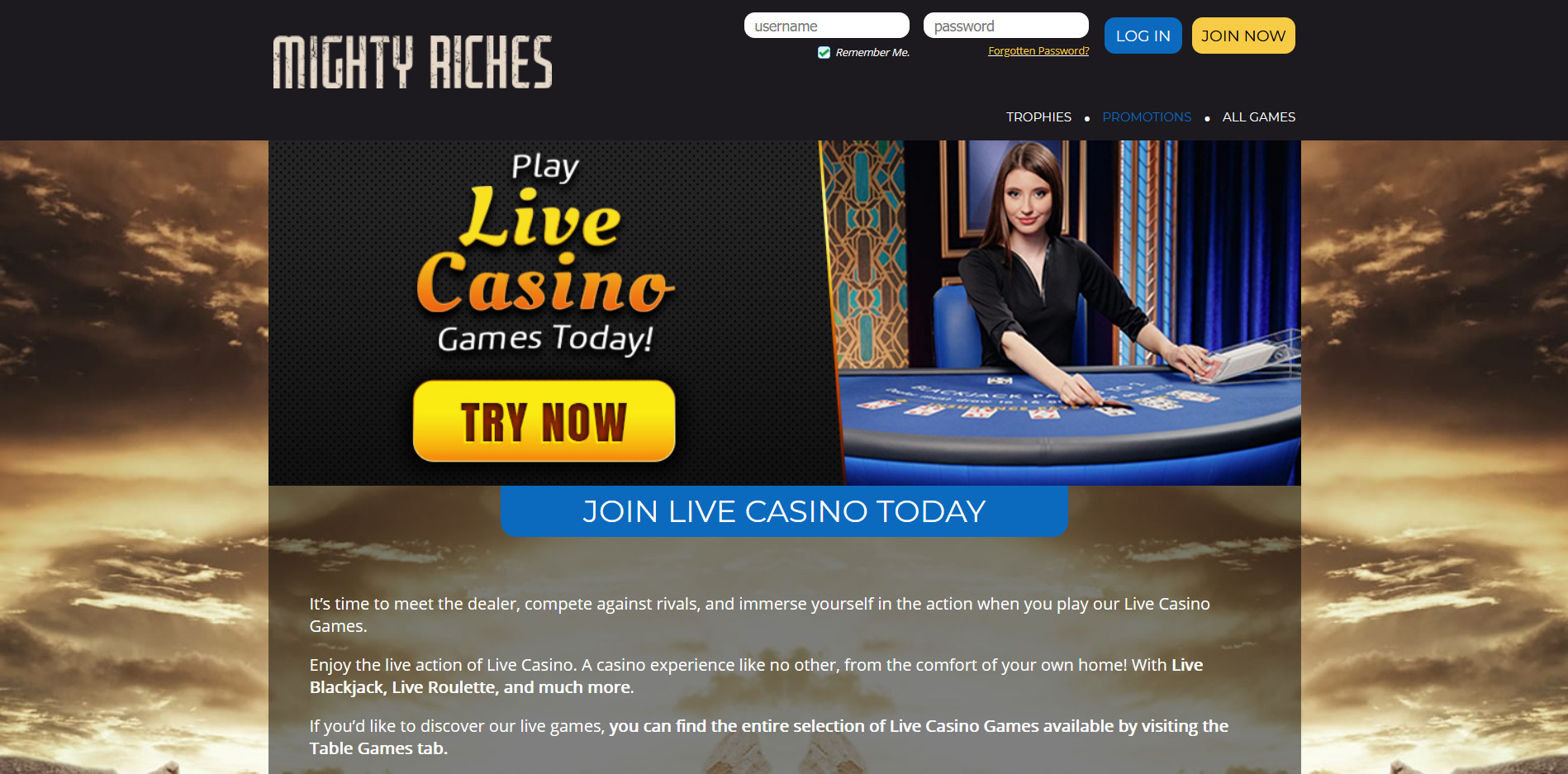 Mighty Riches Casino Live Dealer Games