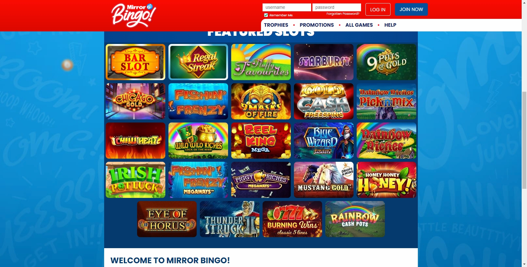 Mirror Bingo Casino Games